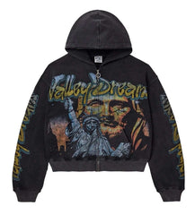 Vale Forever God's Liberty Zip Up Hoodie Black